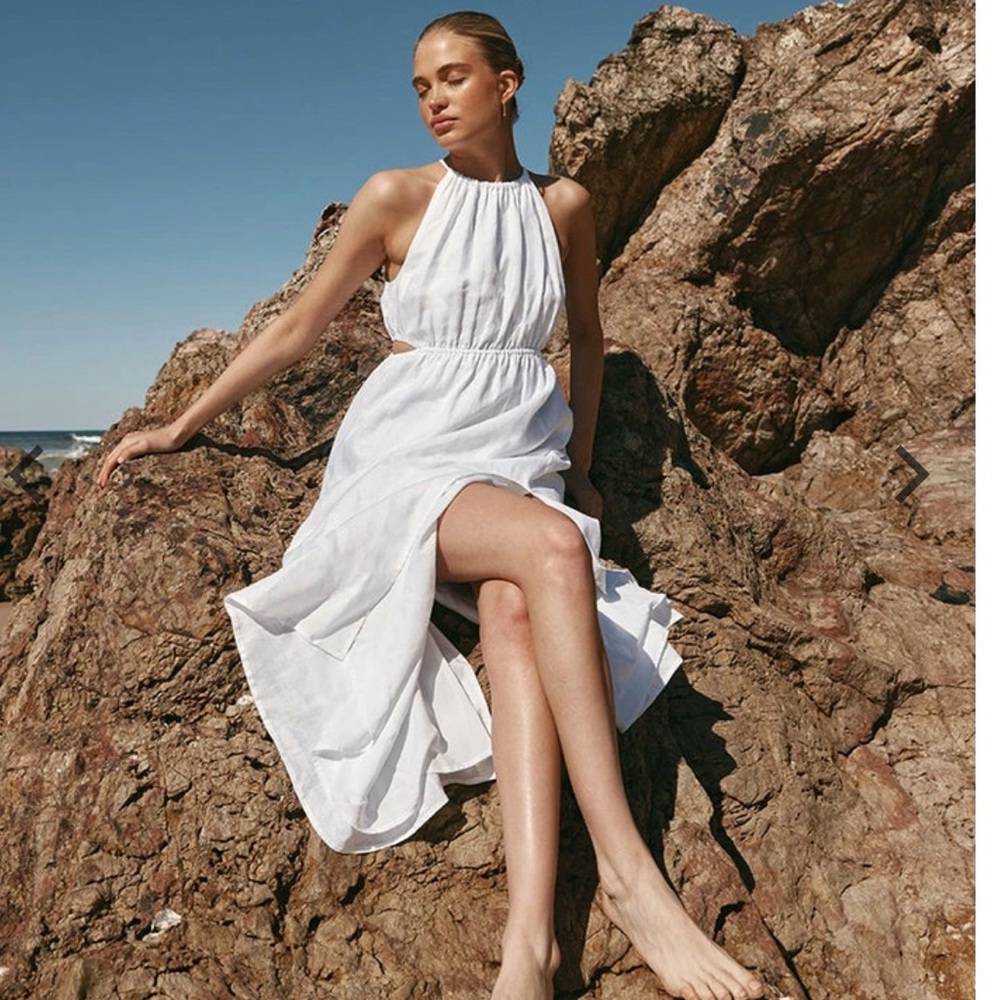 NWT DISSH Bonnie White Linen Midi Maxi Dress Size 10/M